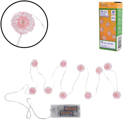 Lichtketting roze bloemen LED op batterij 120 cm