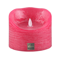 PTMD Battery-Operated LED Pillar Candle, XL, Bright Pink, 12.5 x 10 cm