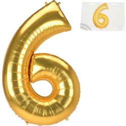 Folie ballon jumbo cijfer 6 goudkleurig 137 cm