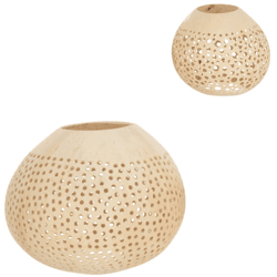 J-line theelichthouder kokosnoot gaatjes naturel 14 cm 2 assorti