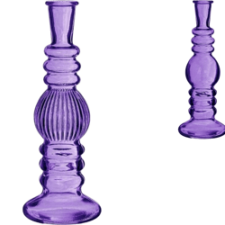 Vaas kaarsenhouder Florence paars 23 cm 2 assorti