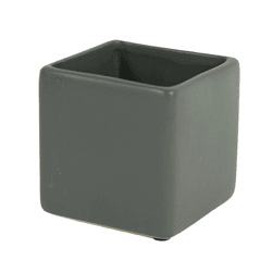 D&M bloempot vierkant Basic mat grijs 11 cm