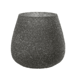 J-line theelichthouder glitter antraciet 11 cm