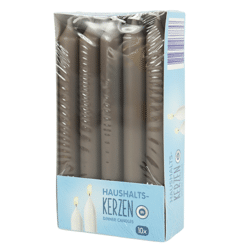 Dinerkaarsen grijs 2 x 16 cm 10 stuks