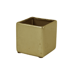 D&M bloempot vierkant Basic mat goudkleurig 7 cm