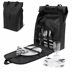 Norlander picknick rugtas zwart 14-delig 41 cm