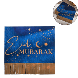 Ginger Ray servetten Eid Mubarak blauw/goudkleurig 16 stuks