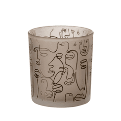 J-line theelichthouder Faces beige 8 cm