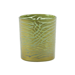 Theelichthouder Zebra glas groen goudkleurig 10 cm