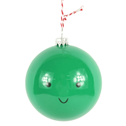 Wilko kerstbal smiley ha-pea groen 8 cm 4 stuks