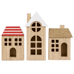 Figuur huizen 21 cm set van 3