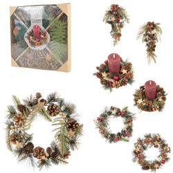 Hobby Flora DIY kerstkrans 25 cm 7 assorti