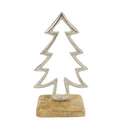 Statue Kiefernbaum auf Sockel Mangoholz 17 cm