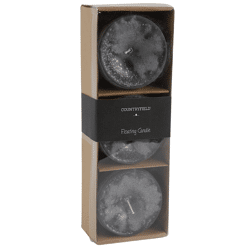 Countryfield drijfkaars Bollie grijs 7 cm set van 3
