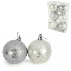 Kerstballen Mirror zilverkleurig 5,5 cm set van 6