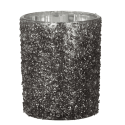 J-Line theelichthouder Glitter antraciet 13 cm