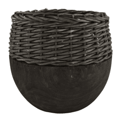 Vaas Paulownia hout zwart 29 cm