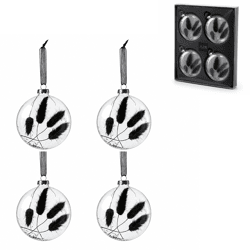 J-Line kerstballen glas droogtak zwart 10 cm set van 4