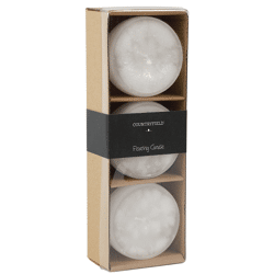 Countryfield drijfkaars Bollie wit 7 cm set van 3
