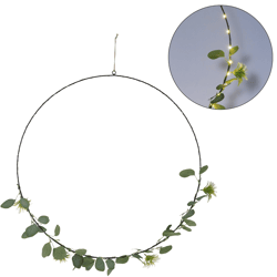 Hangdecoratie ring Botanical LED op batterij 60 cm