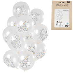 Ballonnen Origami cijfer 4 jaar 30 cm set van 12