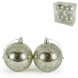 Kerstballen Animal print zilverkleurig 7,5 cm set van 4