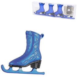 Kersthanger schaats blauw 7,5 cm set van 4