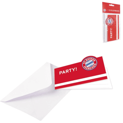 Amscan uitnodigingen met envelop FC Bayern Munchen 14 x 9 cm set van 8