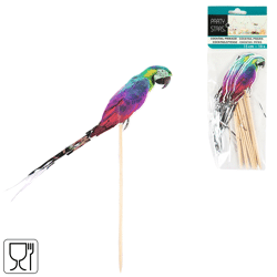 Cocktail prikkers papegaai 15 cm set van 10