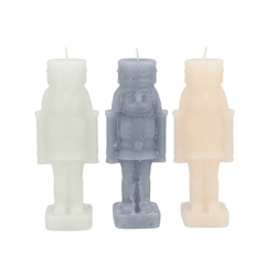 Kaars Frosty Nutcracker grijs mix 4 x 12 cm 3 assorti