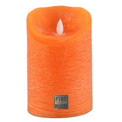 PTMD Battery-Operated LED Pillar Candle, L, Orange, 10 x 15 cm