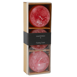 Countryfield drijfkaars Bollie rood 7 cm set van 3