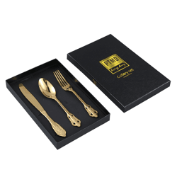 PTMD Thrust bestekset in giftbox goudkleurig set van 3