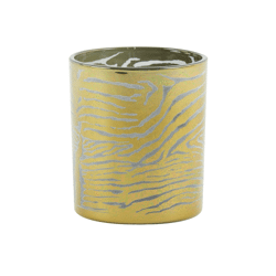 Theelichthouder Zebra grijs/goudkleurig 10 cm