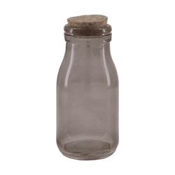 Fles met kurk rookglas grijs 12,5 cm