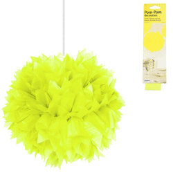 Folat Pompom papier neon geel 30 cm
