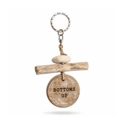 Key ring Bottoms Up wood natural 13 cm