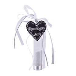 Cadeau hanger Regenboogstof glitter wit 10 cm
