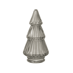 Beeld kerstboom rookglas grijs 20 cm