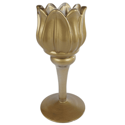 Tealight holder Tulip gold colored 16 cm