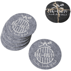 Boltze onderzetter BBQ vilt grijs 10 cm 2 assorti set van 6