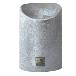 PTMD Battery-Operated LED Pillar Candle, L, Silver, 10 x 15 cm