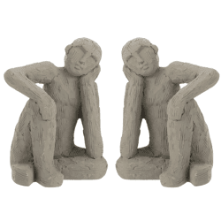 J-Line boekensteun Figuur zittend cement grijs 18 cm set van 2