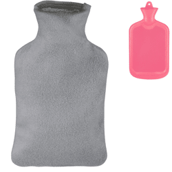 Relaxdays warmwater kruik met hoes roze/grijs 1,5 L