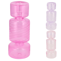 Kaarsenhouder Candy Nova fuchsia roze 21 cm 3 assorti