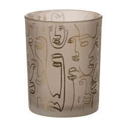 J-line windlicht Faces beige 12,5 cm