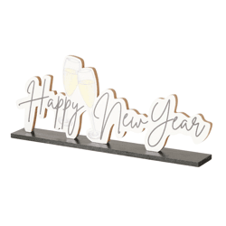 Boltze figuur Happy New Year zwart/wit 38 cm