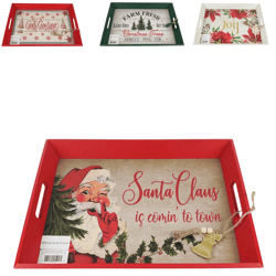 Dienblad kerst deco hout 45 cm 4 assorti