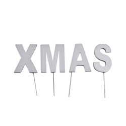 Decoratie Kerst letterstekers XMAS zilverkleurig 5 cm