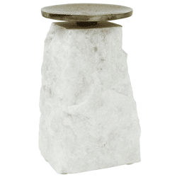 PTMD kaarsenhouder Nimo L marmer wit 18 cm